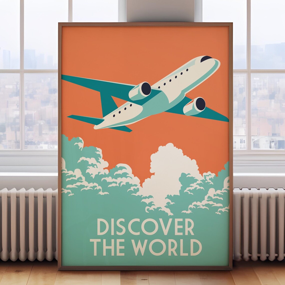 Discover The World Plane Retro Travel Poster Art Print