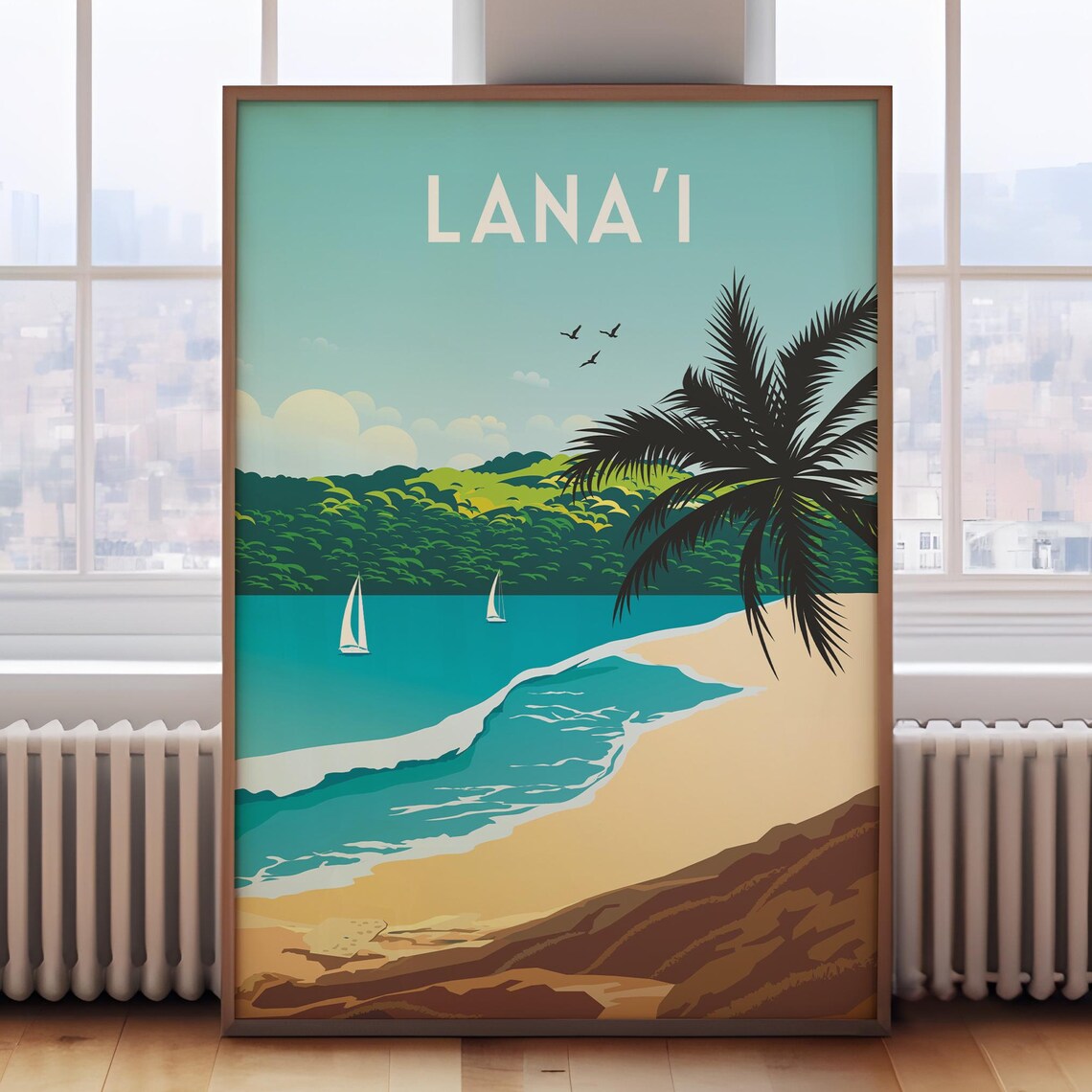 Lanai Hawaii Travel Poster, Island Wall Art Print