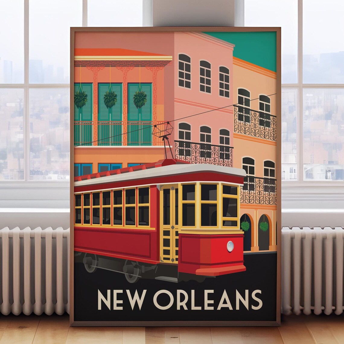 New Orleans Retro Travel Poster, City Wall Art Print