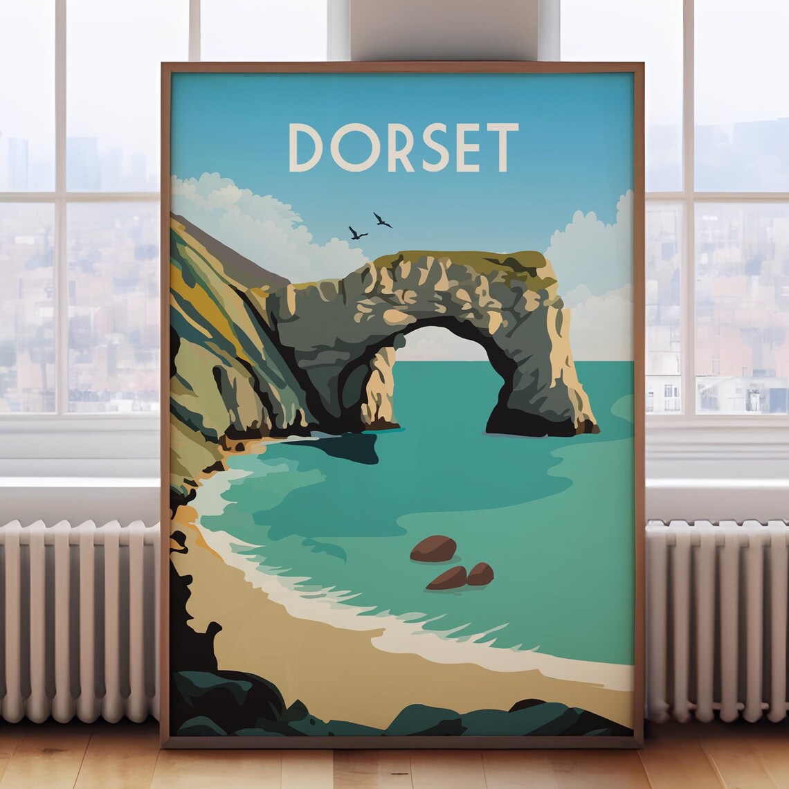 Durdle Door Dorset Travel Poster, Retro Style
