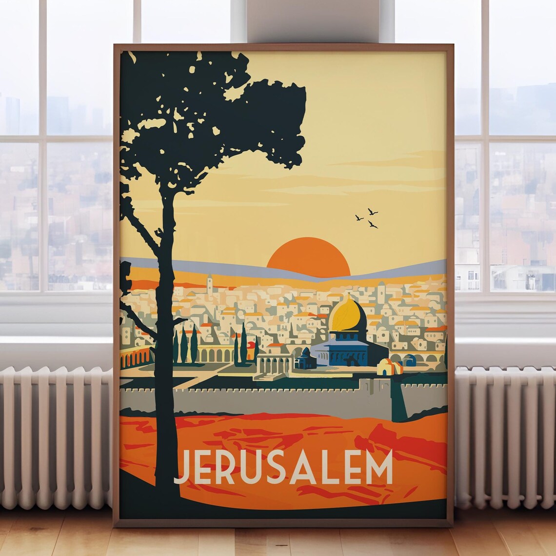 Jerusalem Retro Travel Poster, Israel Travel Poster
