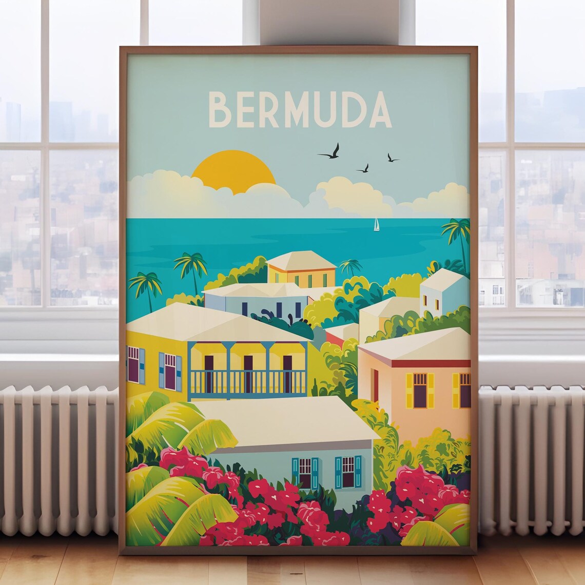 Retro Bermuda Travel Poster, Island Wall Print