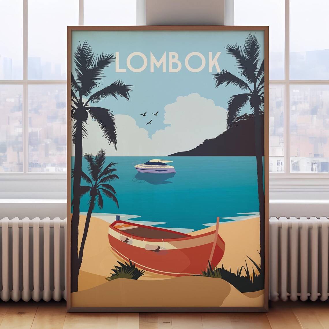 Lombok Travel Poster, Indonesia Destination Art Print