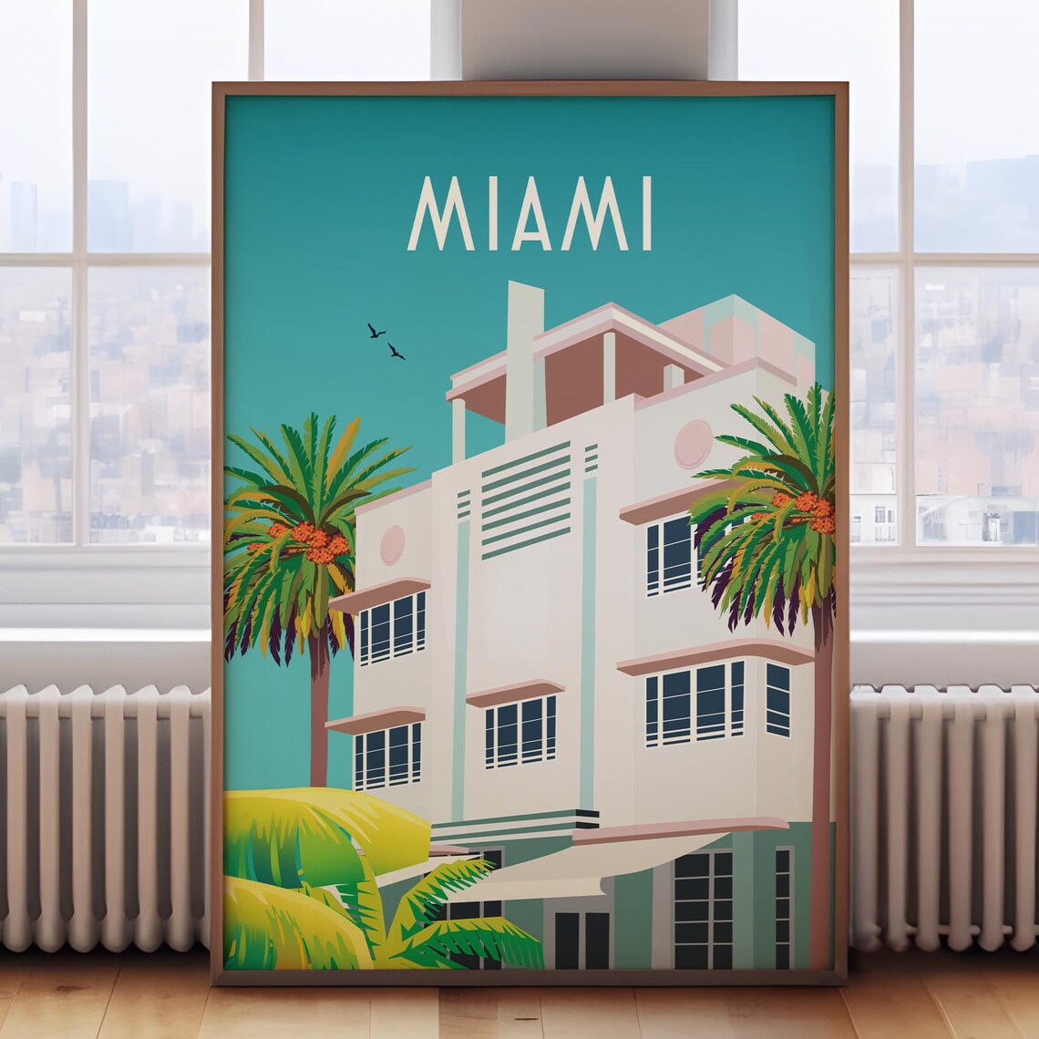 Miami Retro Travel Poster, City Wall Art Print