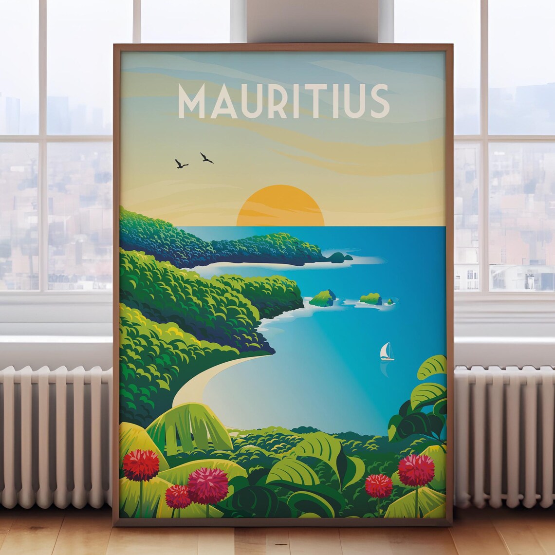 Mauritius Retro Travel Poster, Island Destination