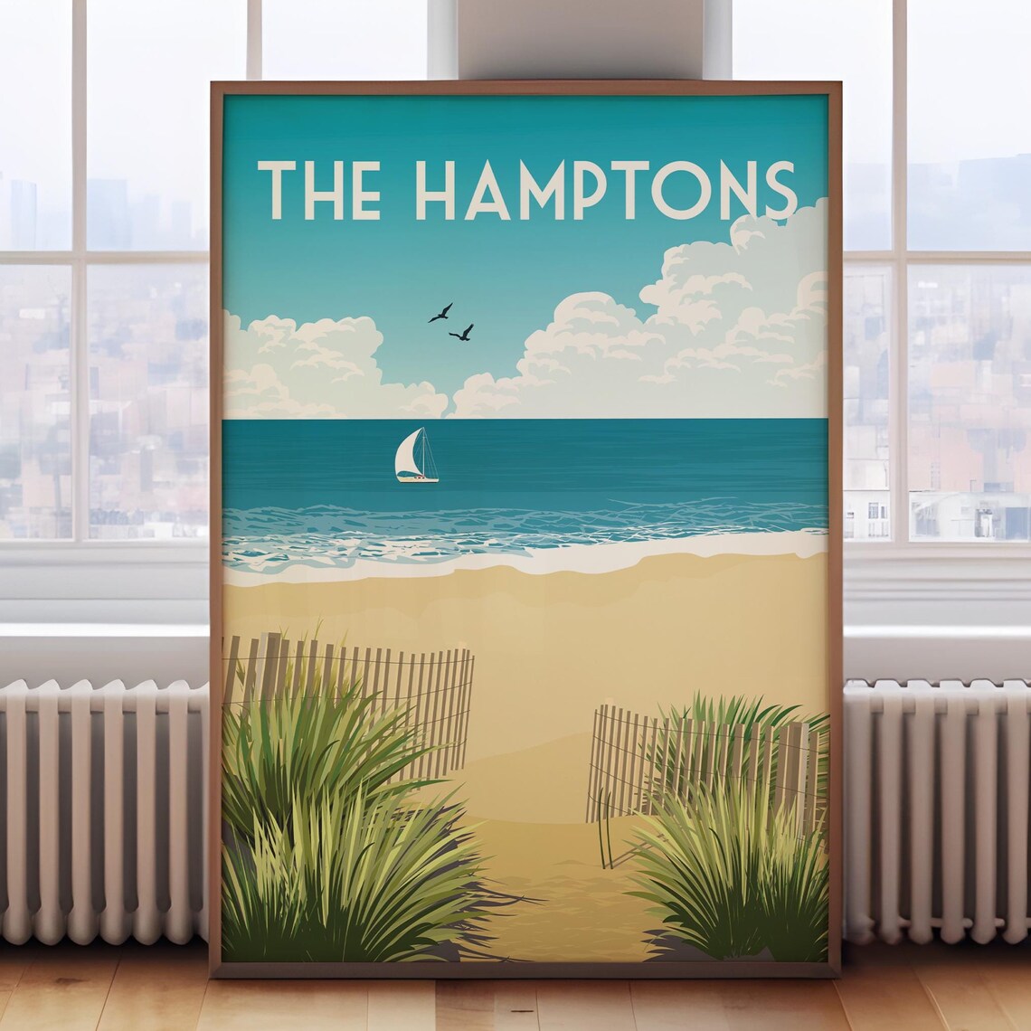 The Hamptons Retro Travel Poster, Long Island Art Print