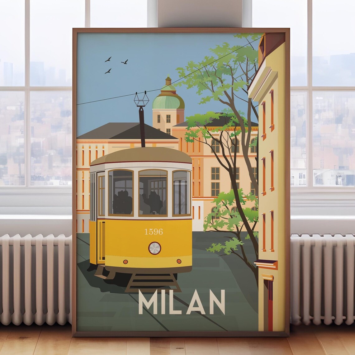 Milan Italy Retro Travel Poster, Wall Art Print
