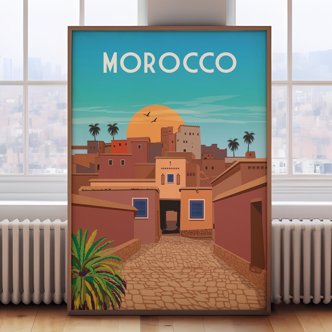 Retro Morocco Travel Poster, Morocco Wall Art Print