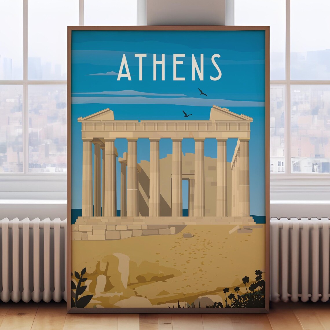 Athens Retro Travel Poster, Greece Wall Art Print