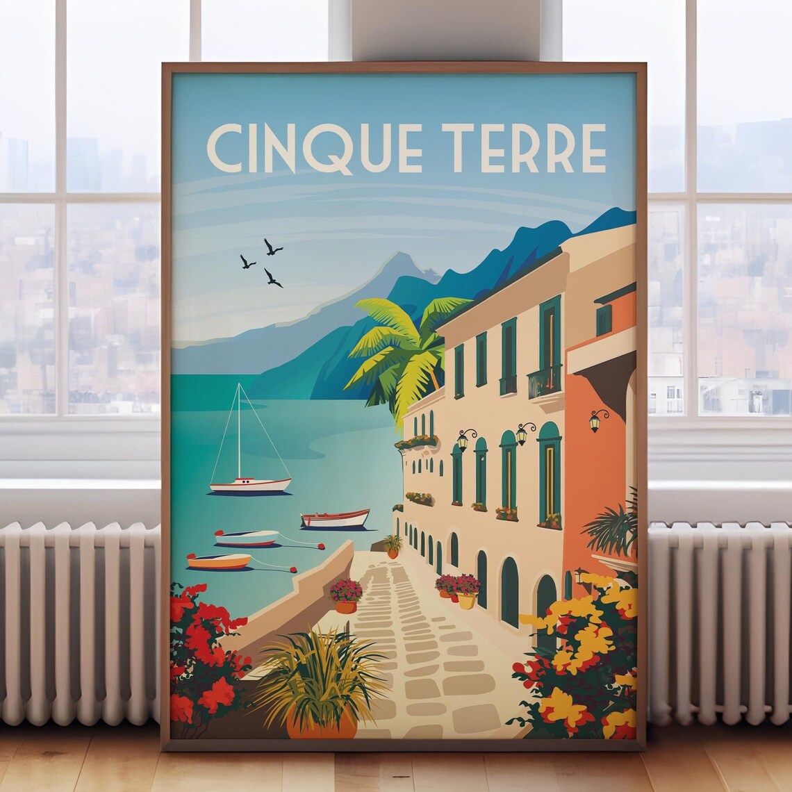 Cinque Terre Travel Poster, Italy Travel Print
