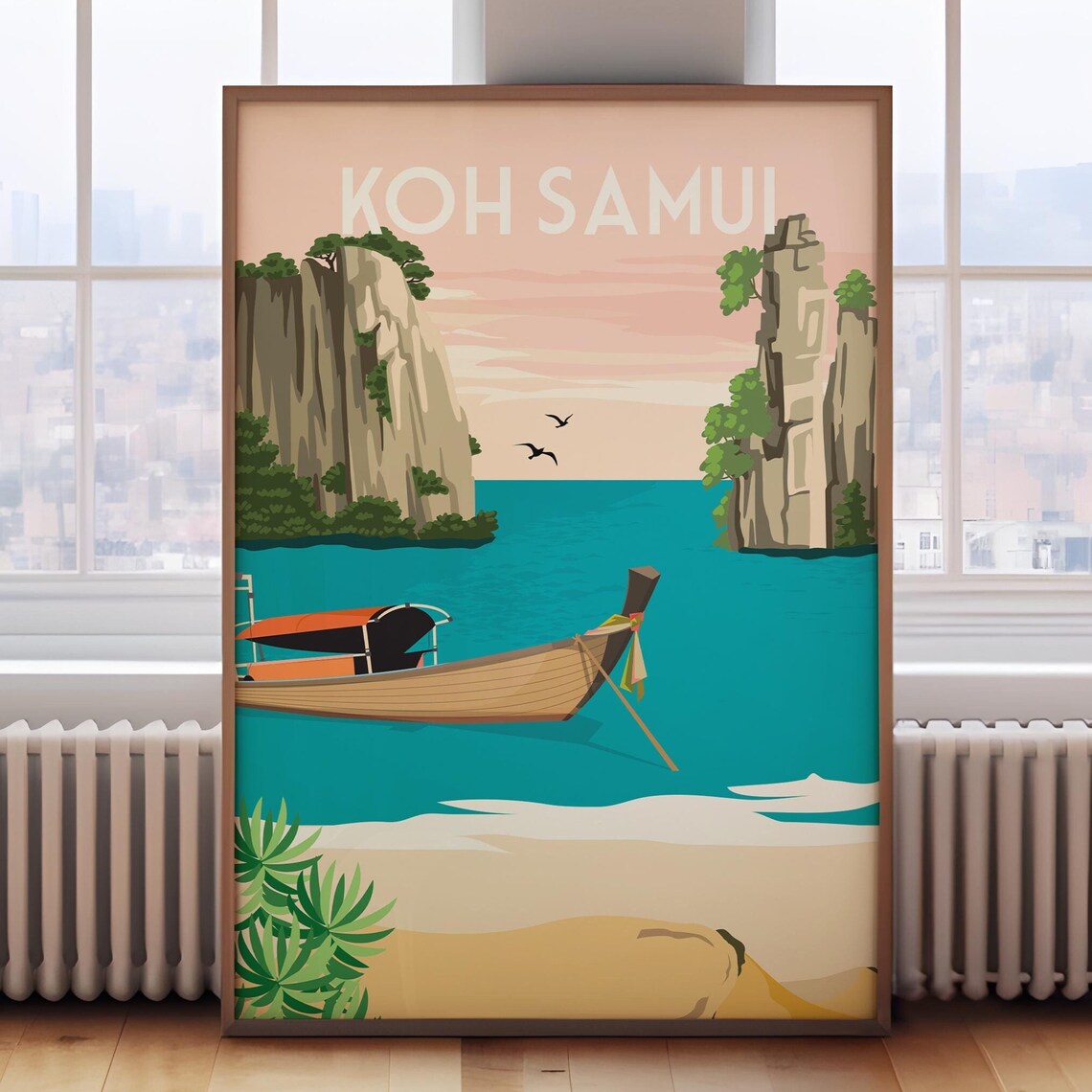 Koh Samui Travel Poster, Retro Thailand Art Print
