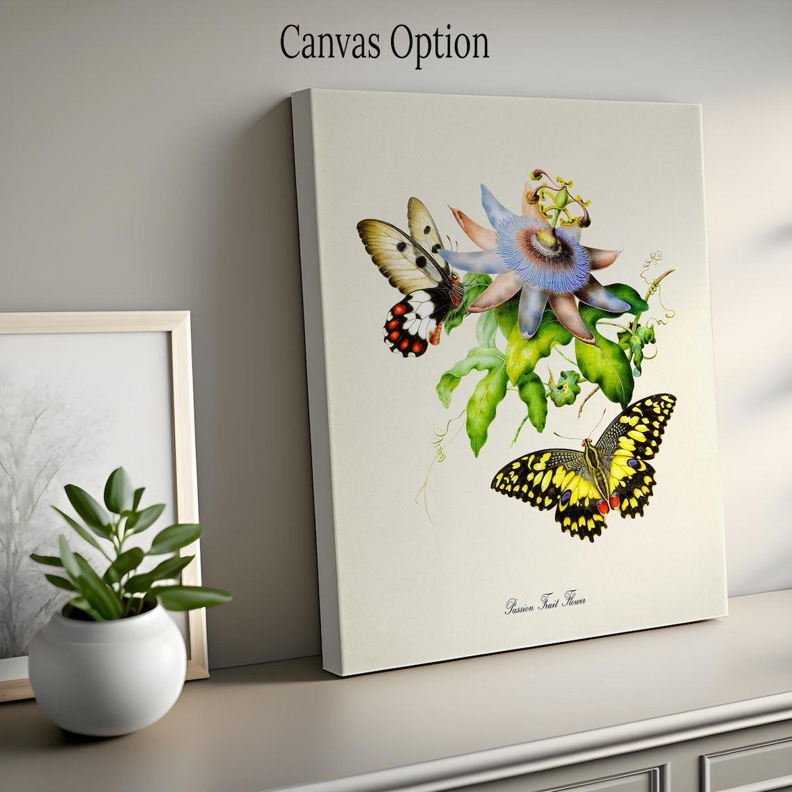 Passion Fruit Flower Butterfly Floral Art Print - Image 2