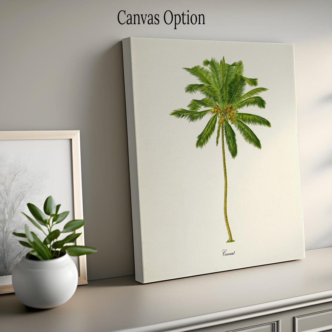 Coconut Palm Tree Vintage Botanical Tropical Illustration Wall Poster - Image 2