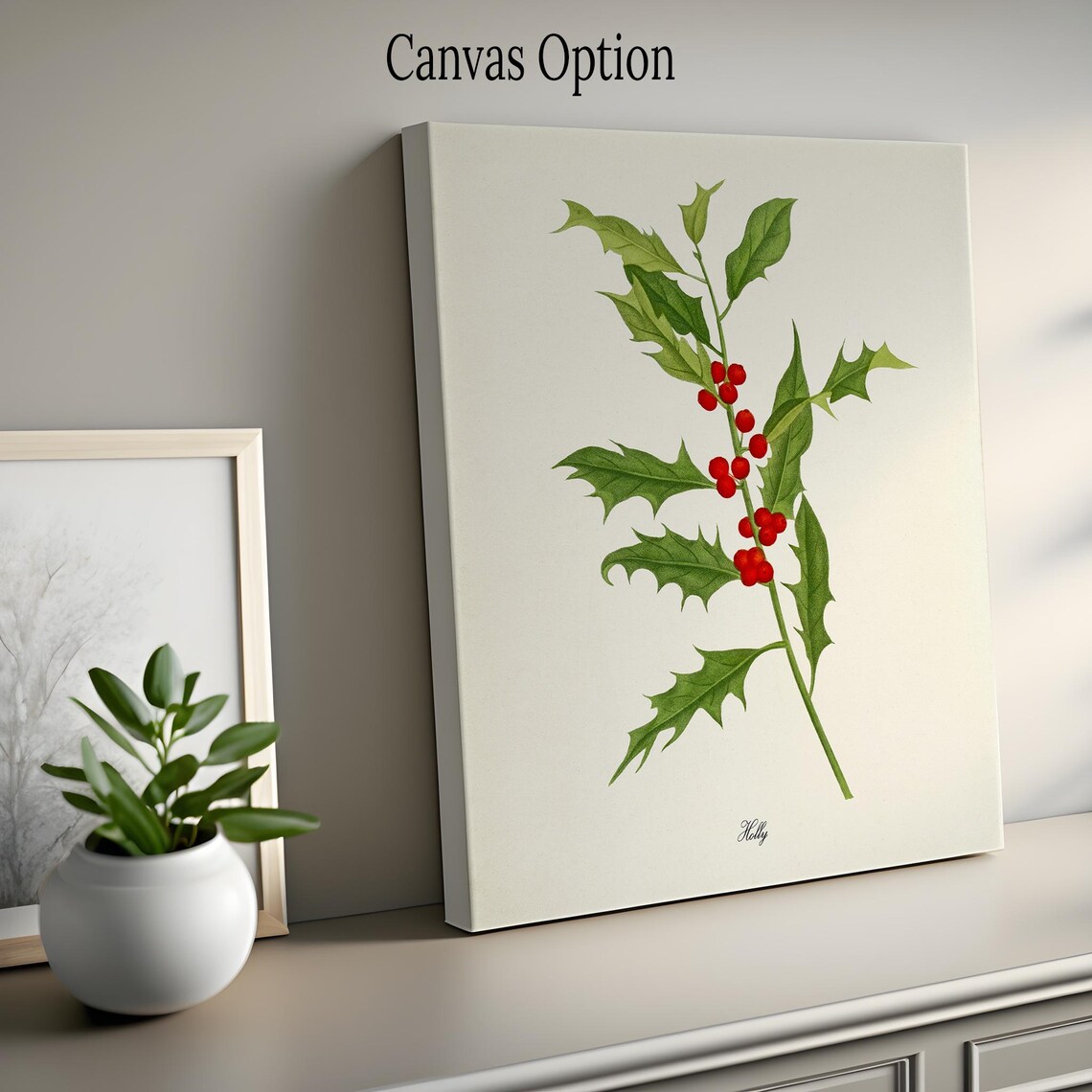 Holly Botanical Art Print, Christmas Wall Art Print - Image 2