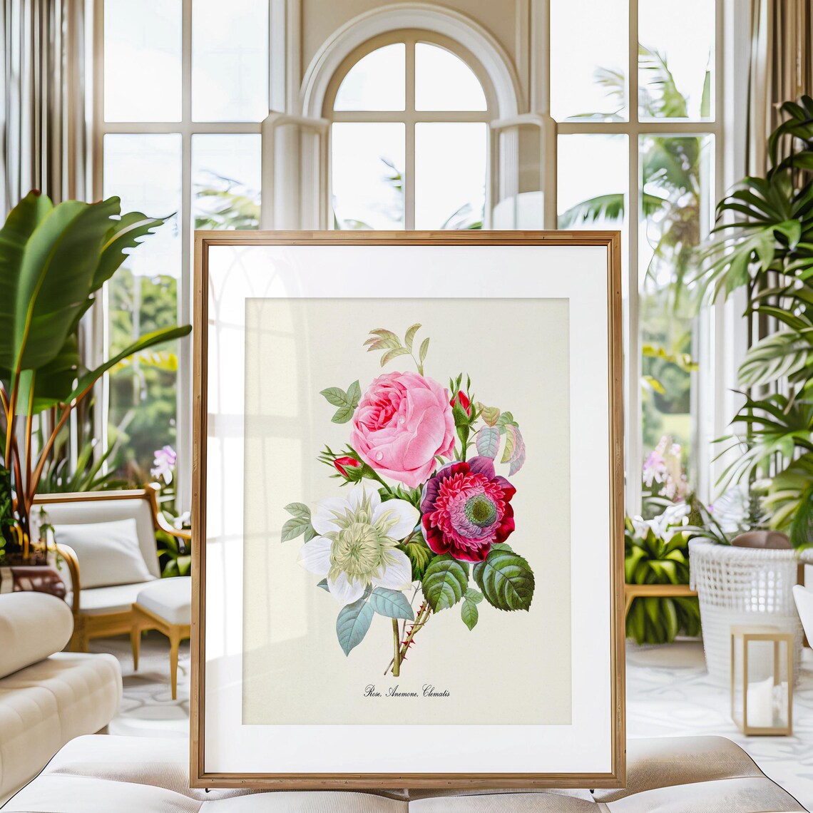 Rose Anemone Clematis Botanical Art Print, Flower Wall Art - Image 3