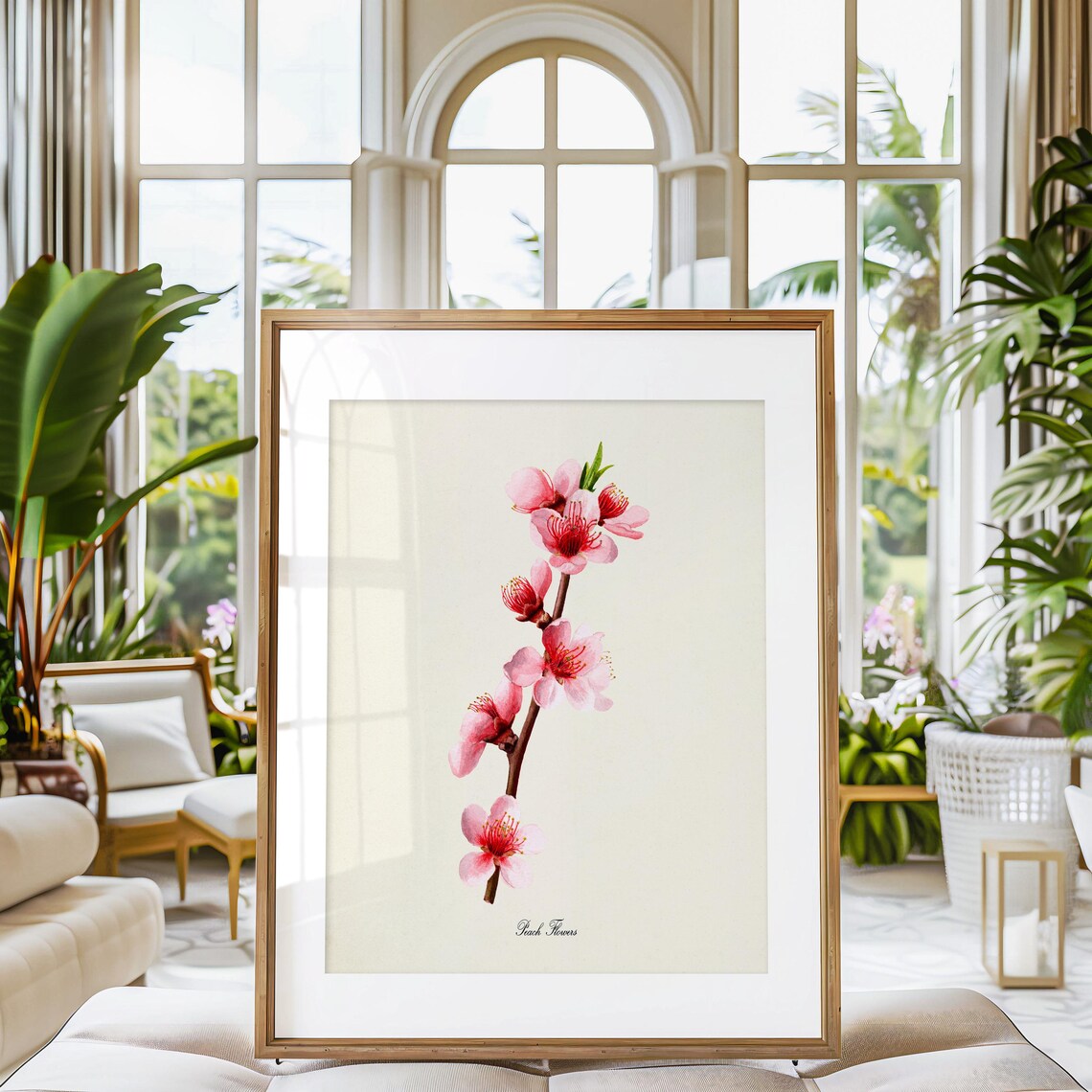 Pink Peach Blossoms on Branch Vintage Spring Floral Classic Poster - Image 3