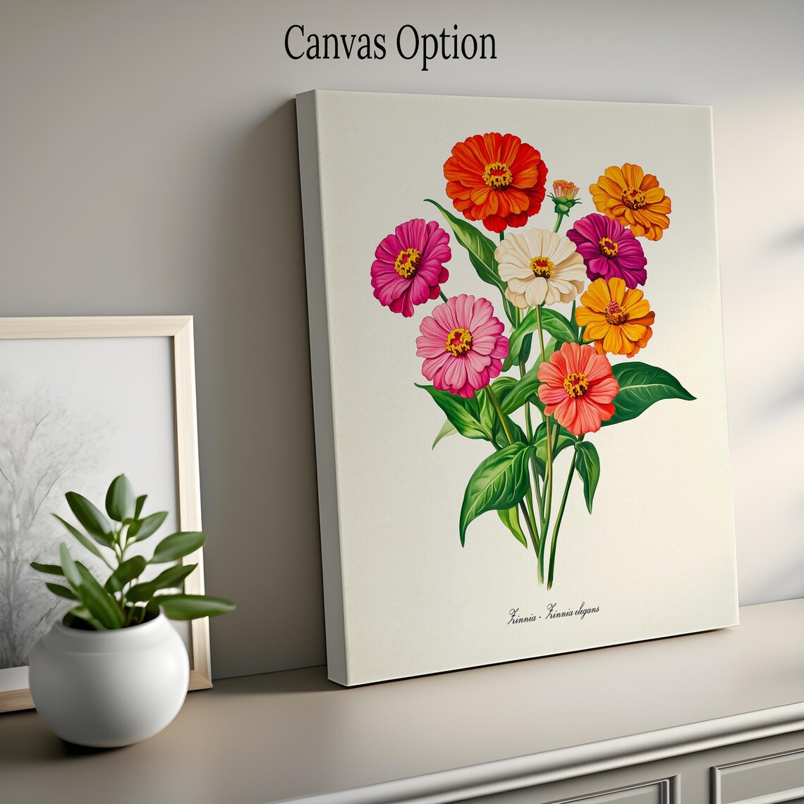 Zinnia Botanical Art Print, Flower Lover Gift - Image 2