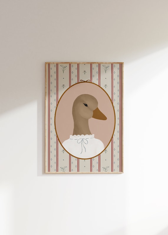 Mallard Duck Print, Vintage Cottagecore Nursery Art