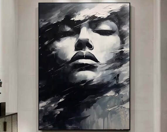 Closed Eyes Woman Face Dark Smoky Monochrome Portrait Poster