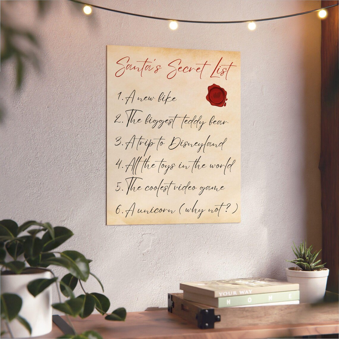 Santa's Secret List Funny Wish List Parchment Style Christmas Poster