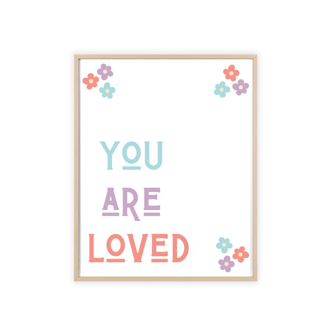 You Are Loved Pastel Flower Affirmation Cheerful Quote Poster - Image 3