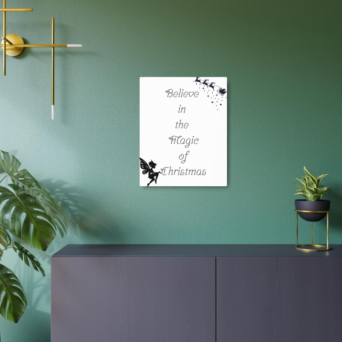 Believe In The Magic Of Christmas Fairy Silhouette Night Poster - Image 2