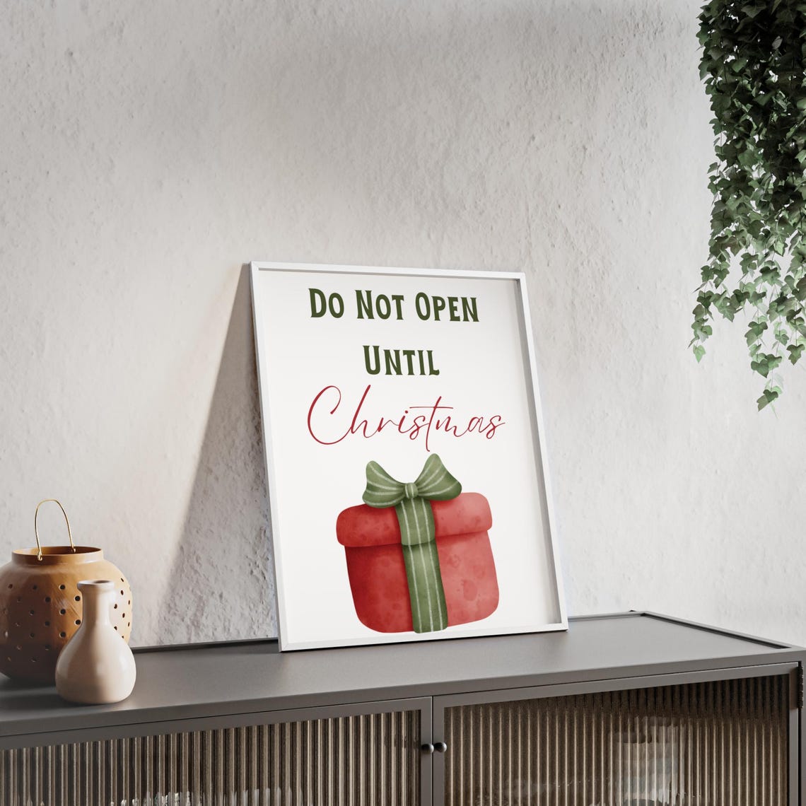 Do Not Open Until Christmas Red Gift Box Playful Holiday Poster