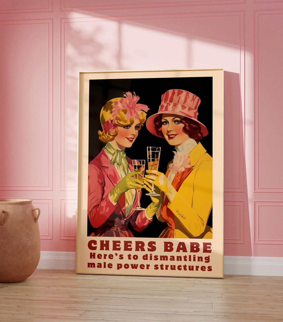 Cheers Babe Feminist Vintage Poster, Girl Power Art - Image 4
