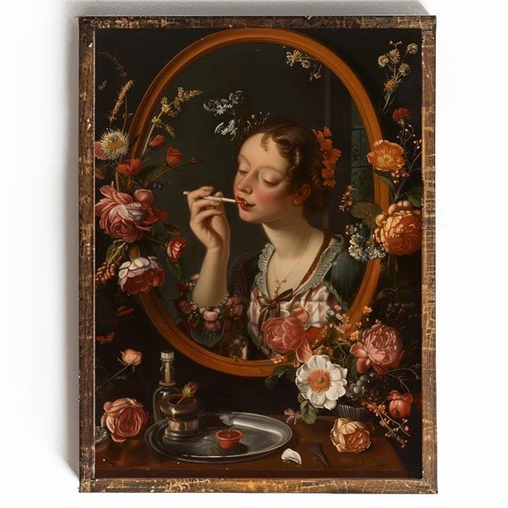 Dark Glam Wall Art Moody Bathroom Decor Dark Decor For Vanity Wall Art Dark Academia Wall Decor For Whimsigoth Decor Vintage Glam Decor Art