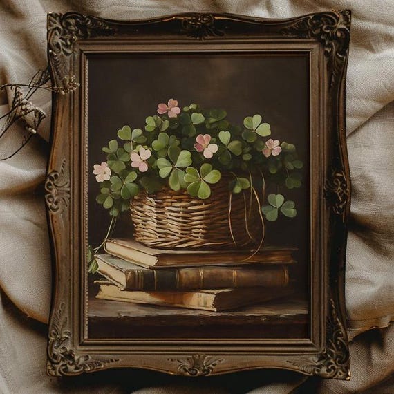 Dark St Patricks Day Wall Art Cottagecore Saint Patricks Day Holiday Wall Decor Seasonal Cottagecore Art Dark Academia Decor Book