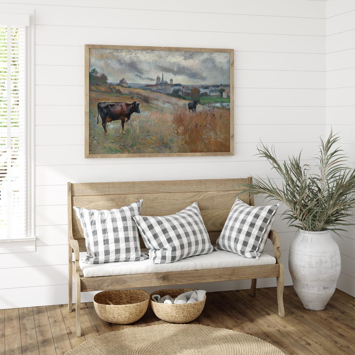 Cow On A Field Art Animal Painting Farmhouse Decor Antique Animal Print Countryside Oil Painting For Rustic Home Decor Cow Print - Image 2