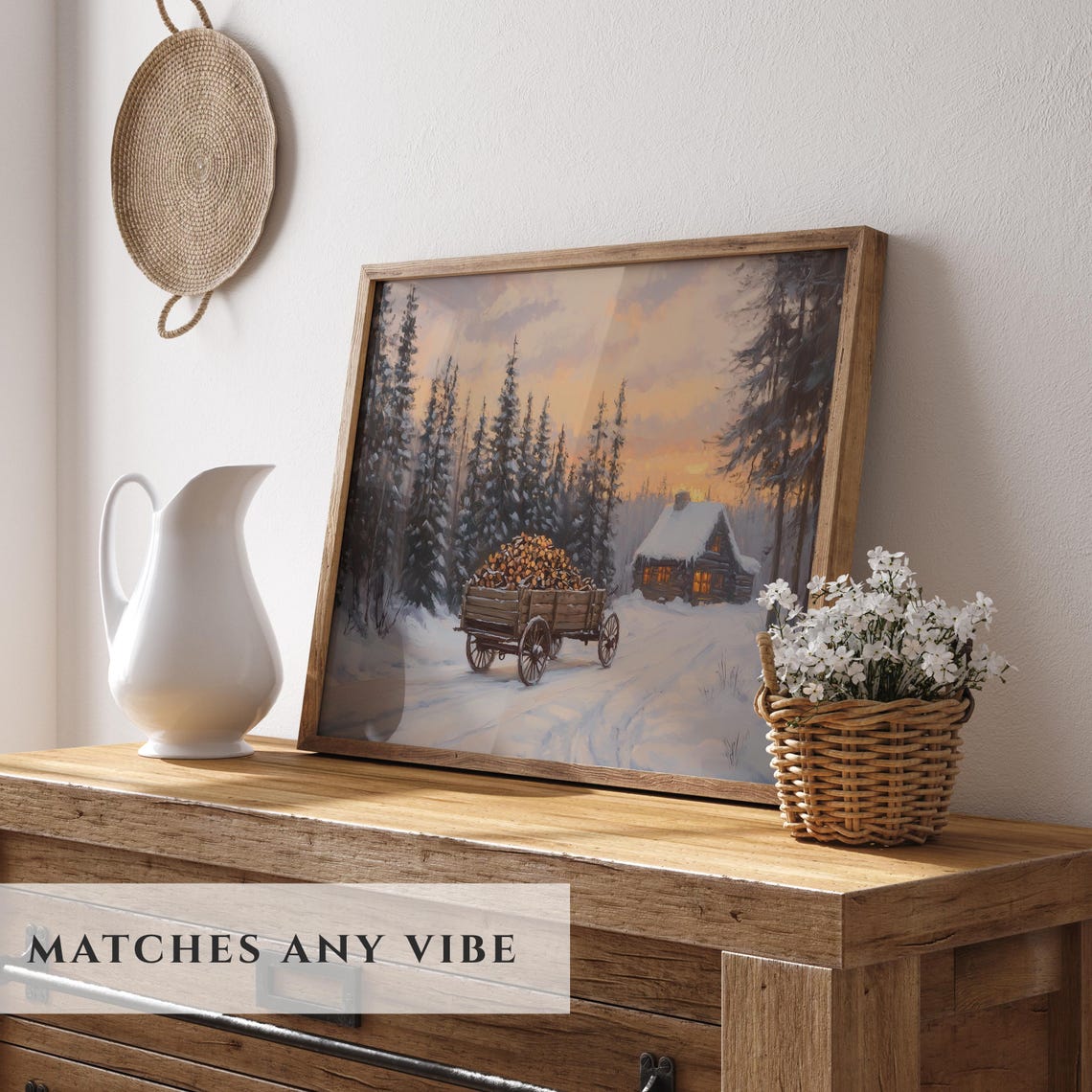 Countryside Frame Art Snowy French Farmhouse Print Moody Neutral Winter Wall Art Vintage Winter Farmhouse Christmas Decor For Home - Image 3