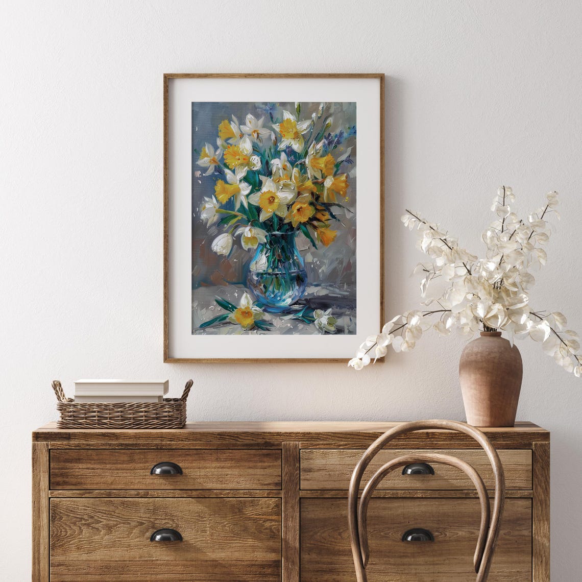 Yellow And White Daffodils In A Glass Vase Bright Spring Poster - Image 3