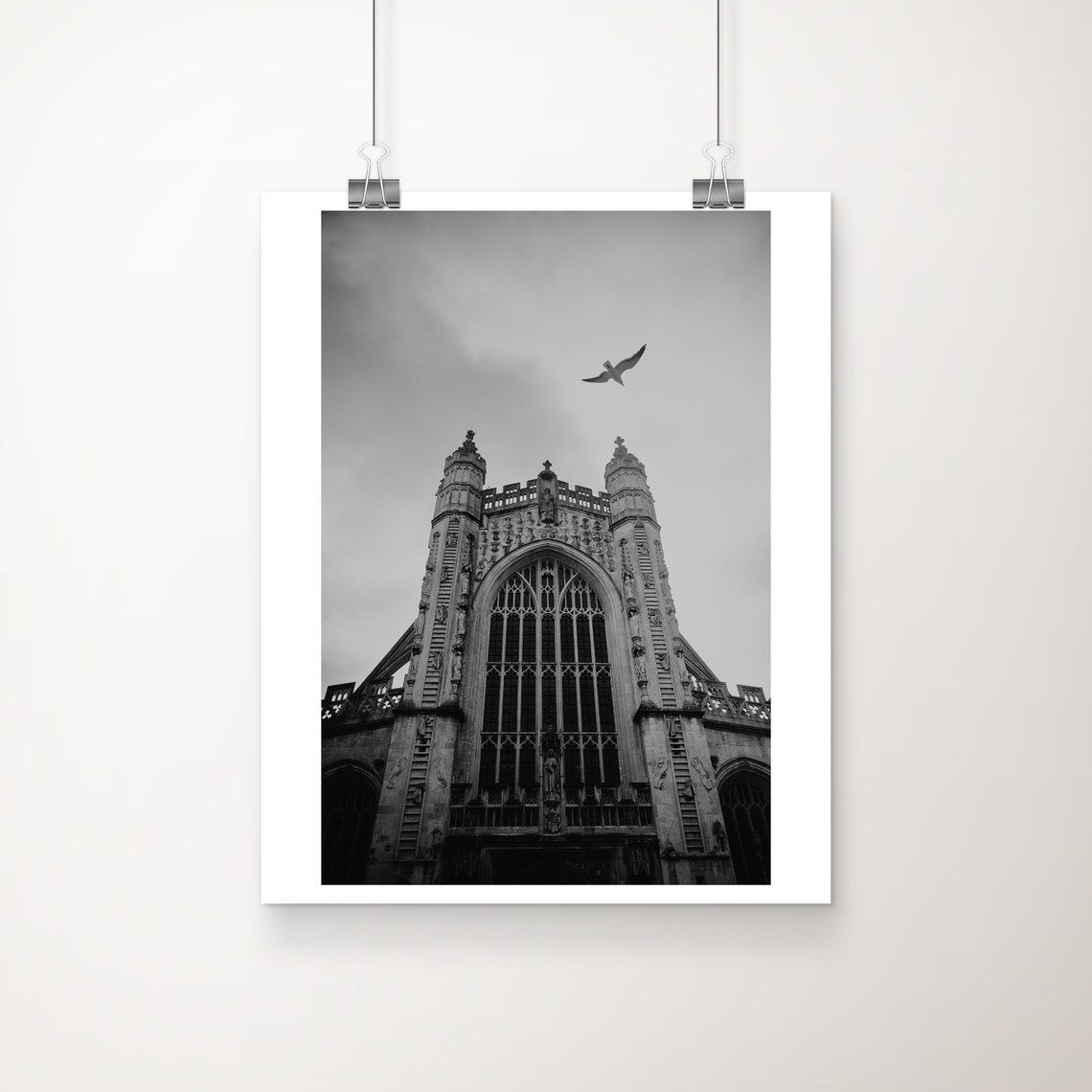 Bath Cathedral Black and White Gothic Architecture Photo Print