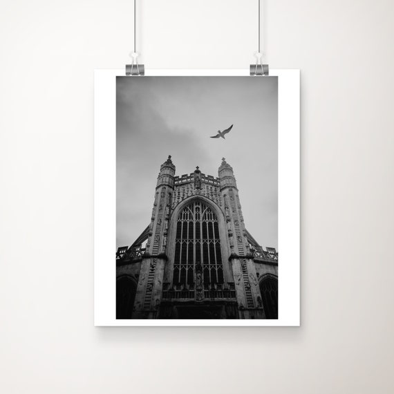 Bath Cathedral Print Black And White Somerset Travel Photography