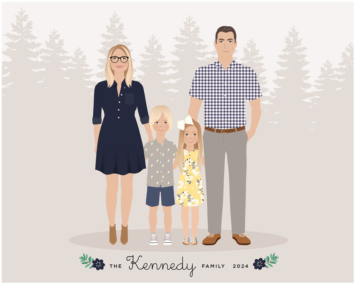 Custom Family Portrait, Personalised Print - Image 3