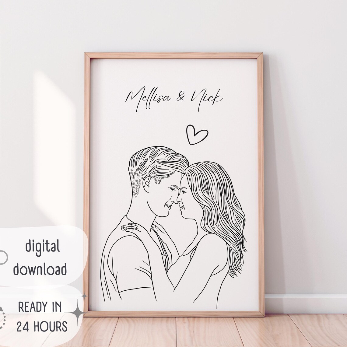 Custom Line Drawing Family Valentines Day Gift