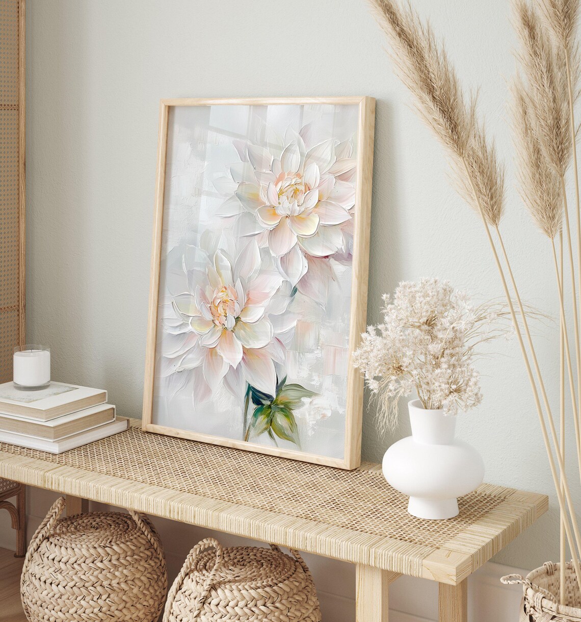 Dahlias Flower, Muted Vintage Botanical Art Print - Image 2