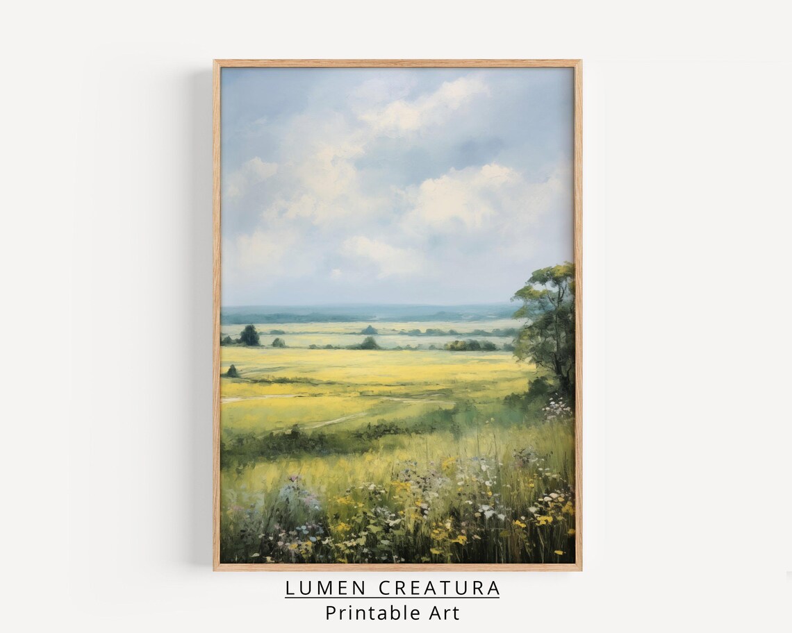 Countryside Painting Landscape, Vintage Art Print