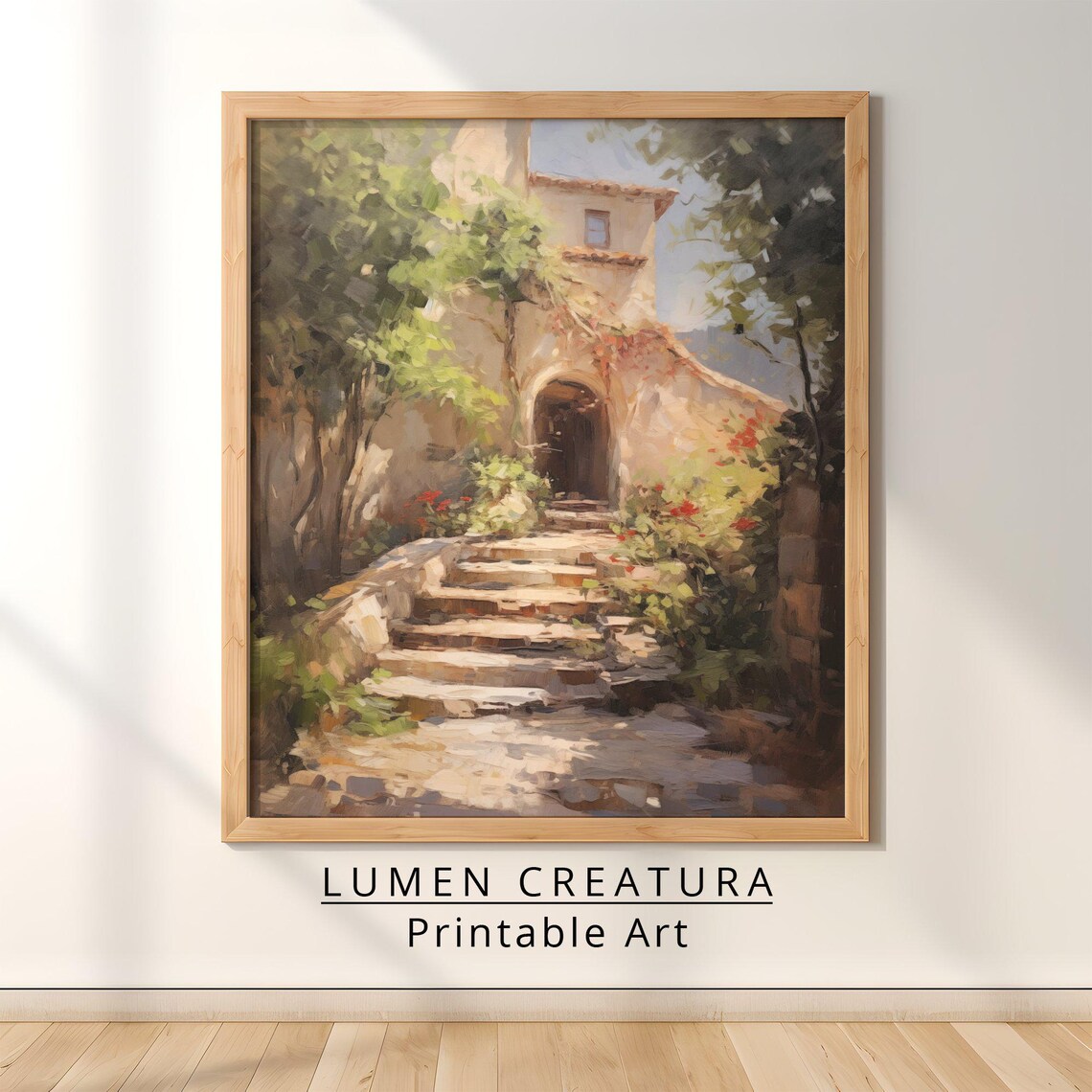 Cobblestone Farmhouse Print, Vintage French Countryside