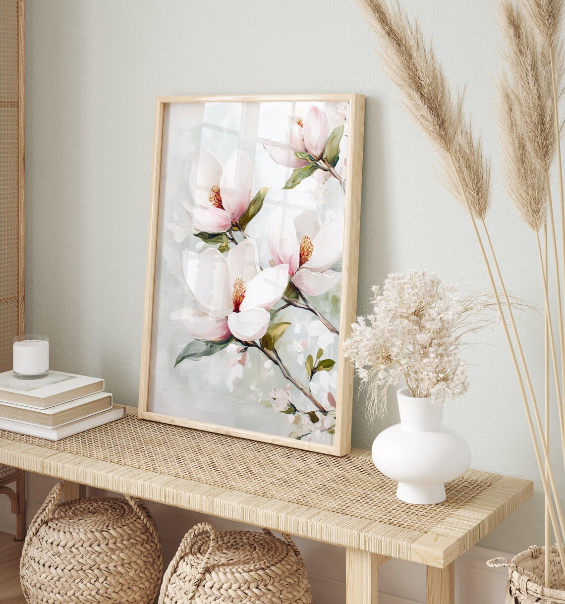 Magnolias Flower, Muted Vintage Botanical Art - Image 2