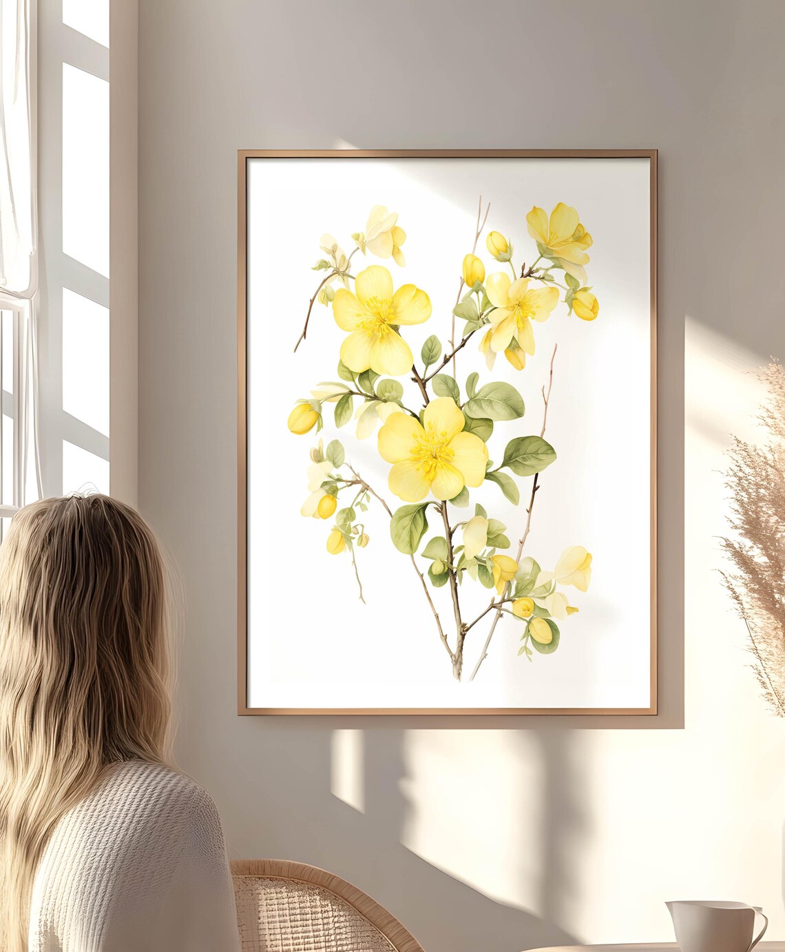 Yellow Flower Botanical Bedroom Prints, Minimalist - Image 3