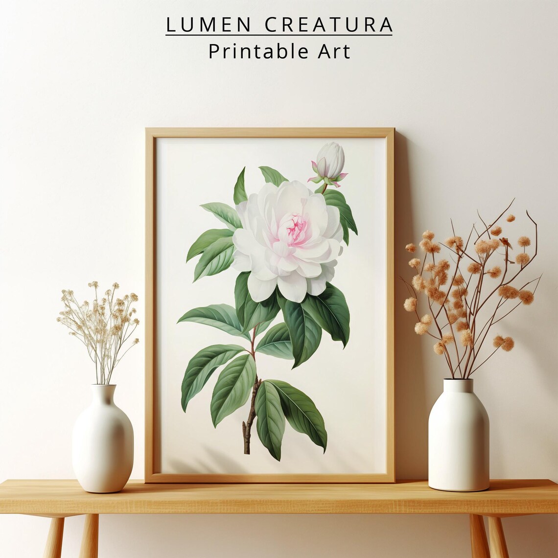 Vintage Camellia Bloom Art Print, Antique Botanical - Image 4