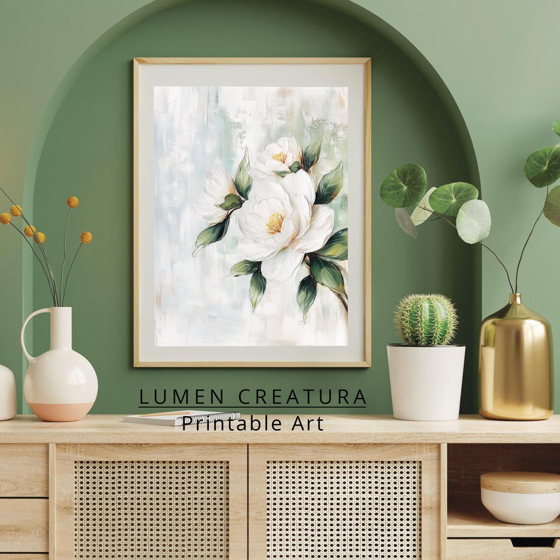 Camellias Flower, Muted Vintage Botanical Art - Image 3