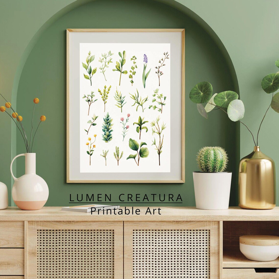 Spring Watercolor Herbs Painting, Farmhouse Art - Image 4