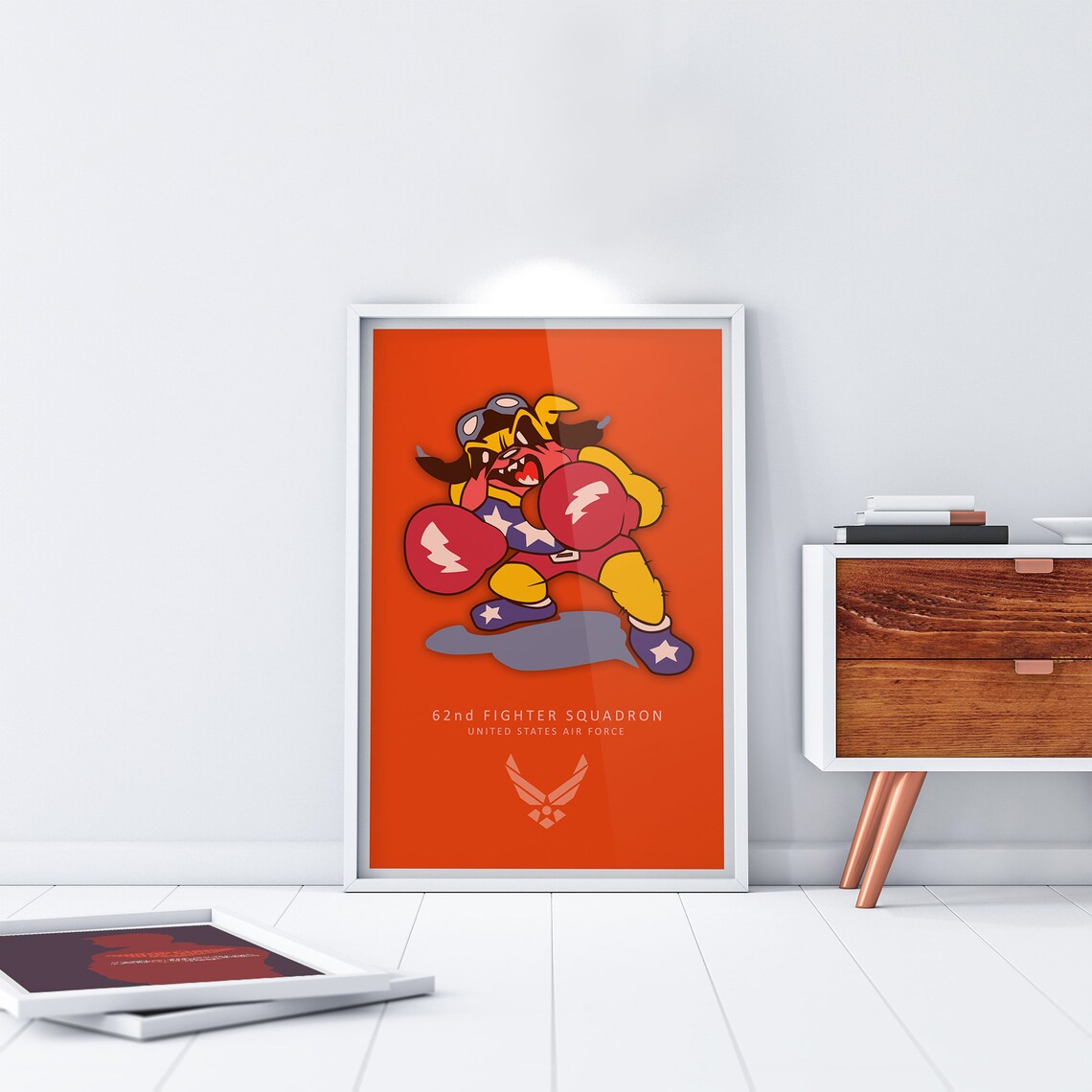 62nd Fighter Squadron USAF Boxer Bulldog Mascot Orange Military Poster - Image 2