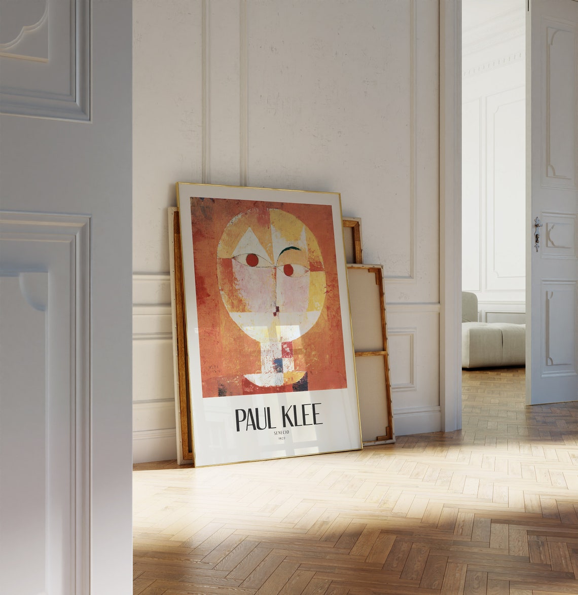 Paul Klee Senecio 1922 Abstract Portrait Orange Gold Art Poster - Image 2