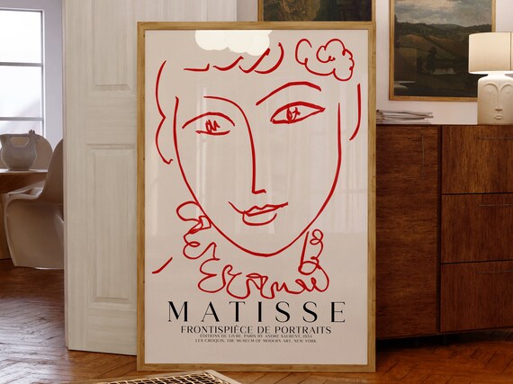 Henri Matisse Frontispiece Portraits Red Line Drawing Poster