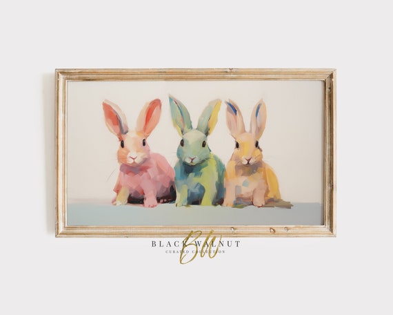 Easter Bunnies Modern Pastel Rabbit Art Print