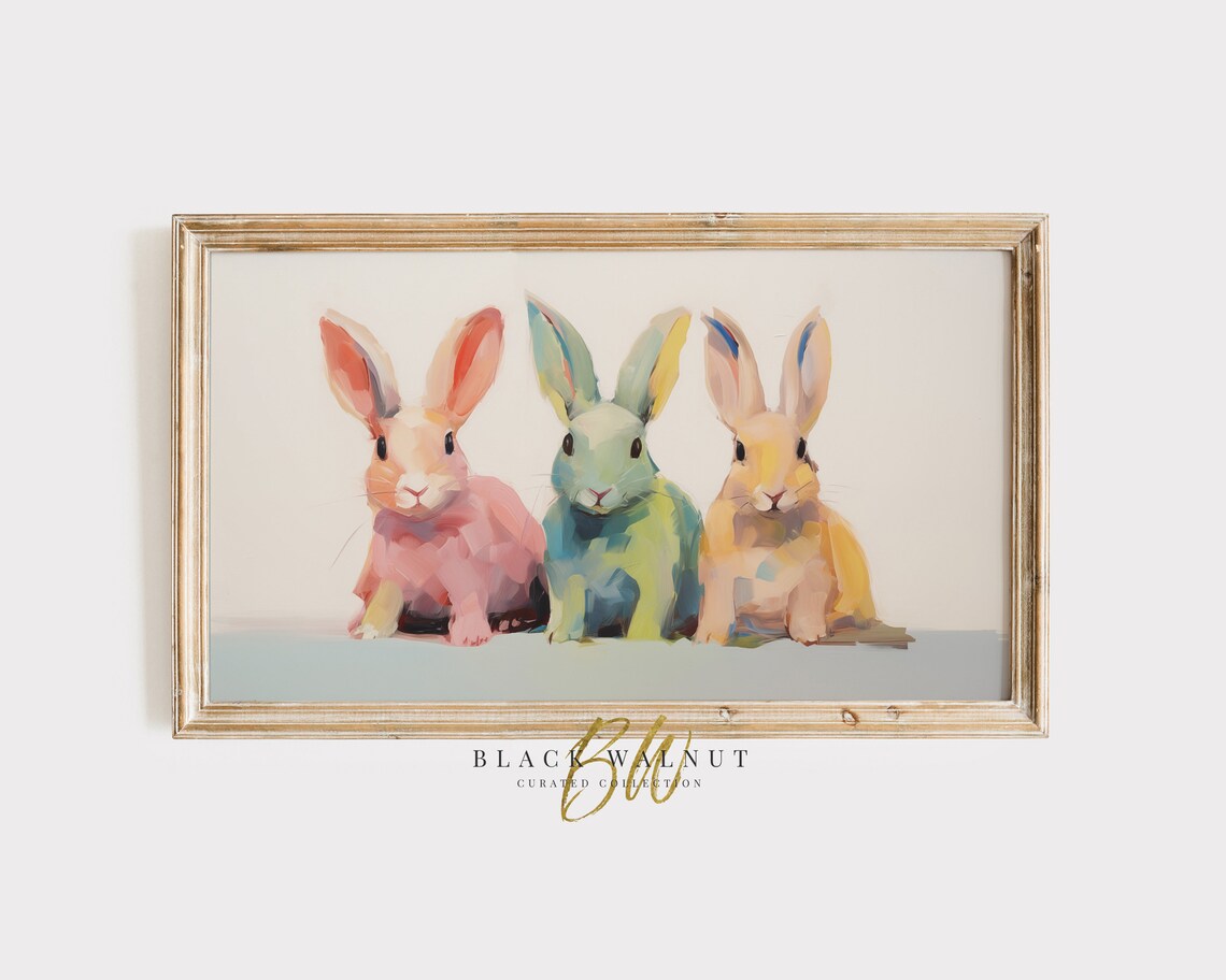 Easter Bunnies Modern Pastel Rabbit Art Print